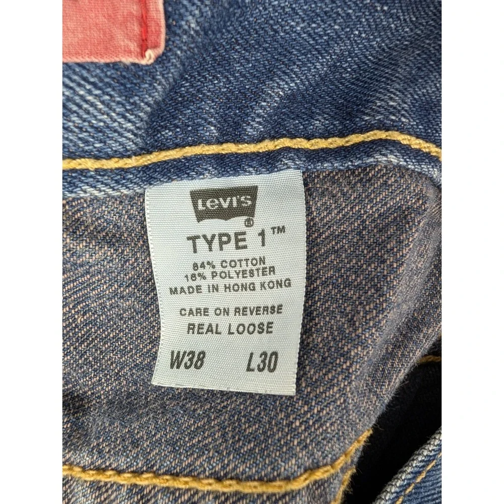 Vintage Levis Type 1 Jeans Mens 38x30 Blue Real Loose Baggy Skater Wide Leg Y2K